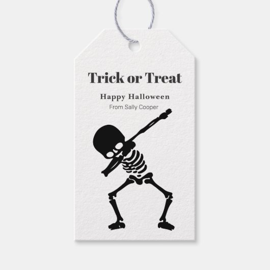 Halloween Skeleton Dabbing Trick oder Trete Geschenkanhänger (Vorderseite)