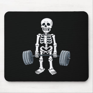 Halloween Skeleton Deadlift Fun Fitness Weightlift Mousepad