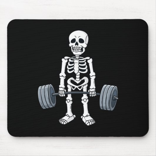 Halloween Skeleton Deadlift Fun Fitness Weightlift Mousepad (Vorne)