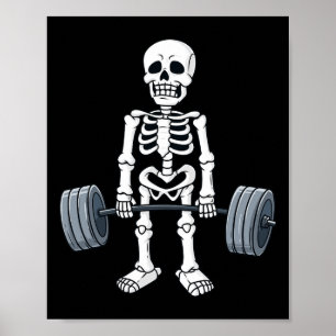 Halloween Skeleton Deadlift Fun Fitness Weightlift Poster
