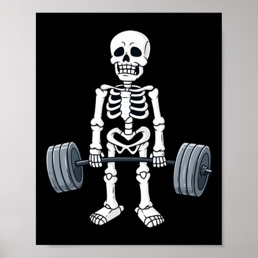 Halloween Skeleton Deadlift Fun Fitness Weightlift Poster (Vorne)