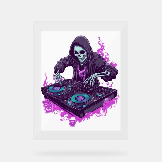 Halloween Skeleton DJ Acrylschild (Vorderseite)
