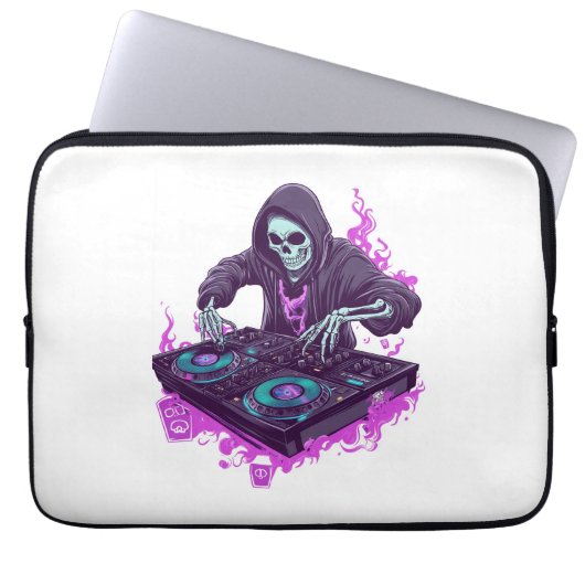 Halloween Skeleton DJ Laptopschutzhülle (Vorderseite)