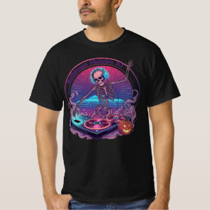 Halloween Skeleton DJ Spinning Platten mit Glow A T-Shirt