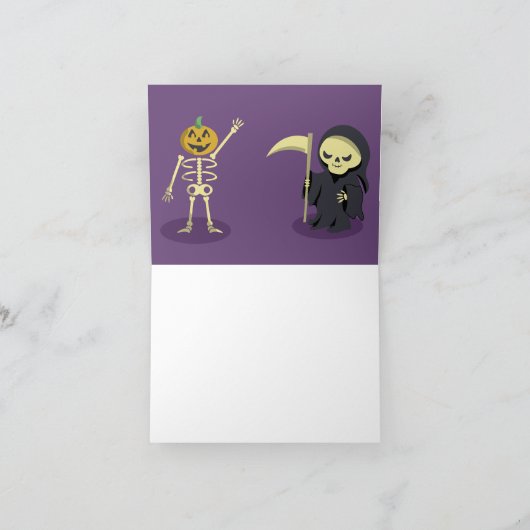 Halloween Skeleton Dracula Mummy Grim Sensenmann Dankeskarte (Innenseite)