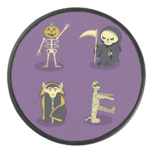 Halloween Skeleton Dracula Mummy Grim Sensenmann Eishockey Puck