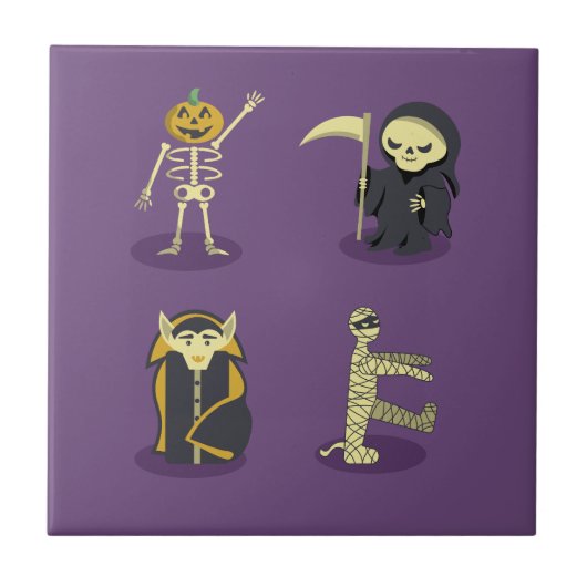 Halloween Skeleton Dracula Mummy Grim Sensenmann Fliese (Vorderseite)