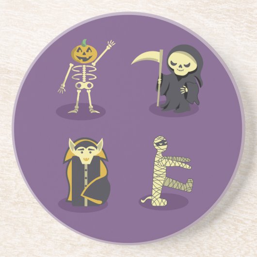 Halloween Skeleton Dracula Mummy Grim Sensenmann Getränkeuntersetzer (Vorne)