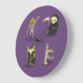 Halloween Skeleton Dracula Mummy Grim Sensenmann Große Wanduhr (Winkel)