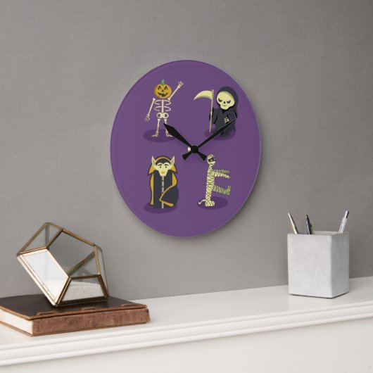 Halloween Skeleton Dracula Mummy Grim Sensenmann Große Wanduhr (Büro)