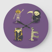 Halloween Skeleton Dracula Mummy Grim Sensenmann Große Wanduhr (Vorderseite)