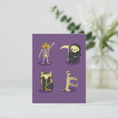 Halloween Skeleton Dracula Mummy Grim Sensenmann Karte (Stehend Vorderseite)