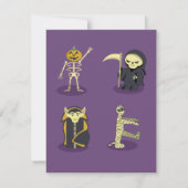 Halloween Skeleton Dracula Mummy Grim Sensenmann Karte (Rückseite)