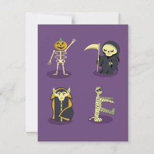 Halloween Skeleton Dracula Mummy Grim Sensenmann Karte