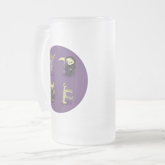 Halloween Skeleton Dracula Mummy Grim Sensenmann Mattglas Bierglas (Vorderseite Links)