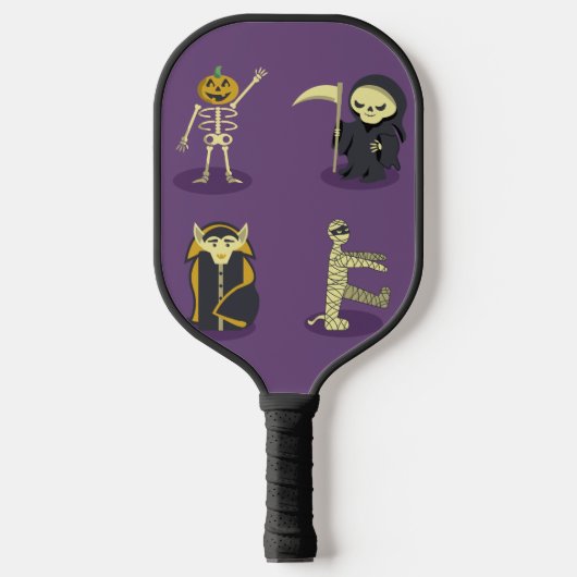 Halloween Skeleton Dracula Mummy Grim Sensenmann Pickleball Schläger (Vorderseite)