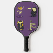 Halloween Skeleton Dracula Mummy Grim Sensenmann Pickleball Schläger (Rückseite)