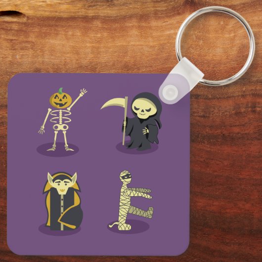 Halloween Skeleton Dracula Mummy Grim Sensenmann Schlüsselanhänger (Rückseite)
