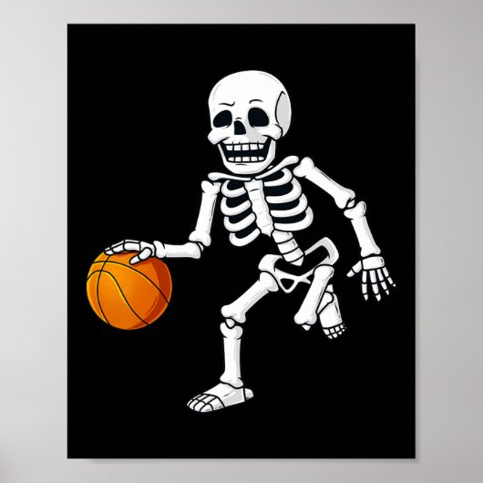 Halloween Skeleton Dribbling Basketball Boys Girls Poster (Vorne)