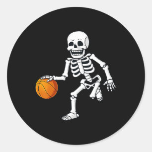 Halloween Skeleton Dribbling Basketball Boys Girls Runder Aufkleber