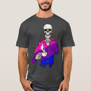 Halloween Skeleton Drink Coffee LGBTQ Gay Pride T-Shirt