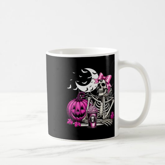 Halloween Skeleton Drink Kaffee Pink Coquette B Kaffeetasse (Rechts)