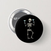 Halloween Skeleton Drink Martini Schwanz Button (Vorne & Hinten)