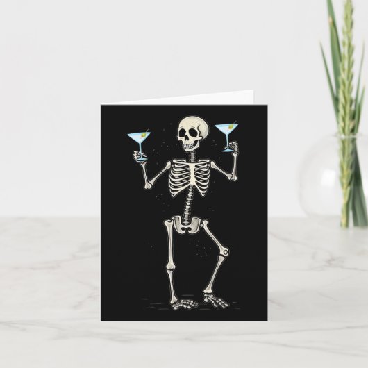 Halloween Skeleton Drink Martini Schwanz Karte (Vorderseite)