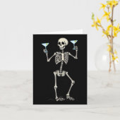 Halloween Skeleton Drink Martini Schwanz Karte (Gelbe Blume)