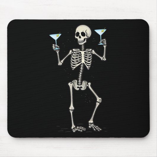 Halloween Skeleton Drink Martini Schwanz Mousepad (Vorne)
