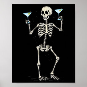 Halloween Skeleton Drink Martini Schwanz Poster