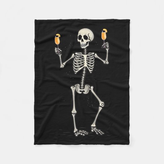 Halloween Skeleton Drink Peach Bellini Schwanz Fleecedecke (Vorderseite)
