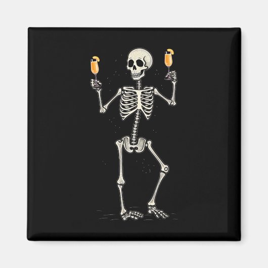 Halloween Skeleton Drink Peach Bellini Schwanz Magnet (Vorne)