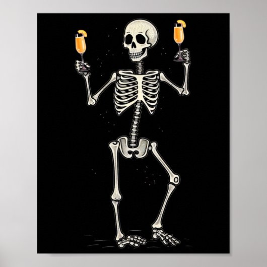 Halloween Skeleton Drink Peach Bellini Schwanz Poster (Vorne)