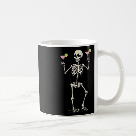 Halloween Skeleton Drinks Kosmopolitischer Schwanz Kaffeetasse (Rechts)