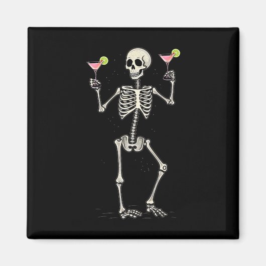 Halloween Skeleton Drinks Kosmopolitischer Schwanz Magnet (Vorne)