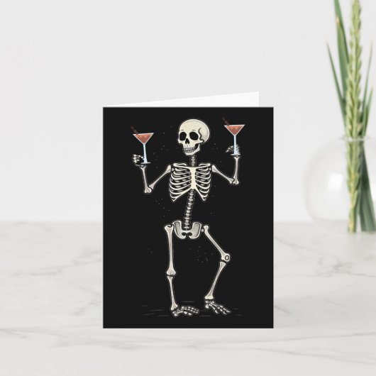 Halloween Skeleton Drinks Manhattan Schwanz Karte (Vorderseite)