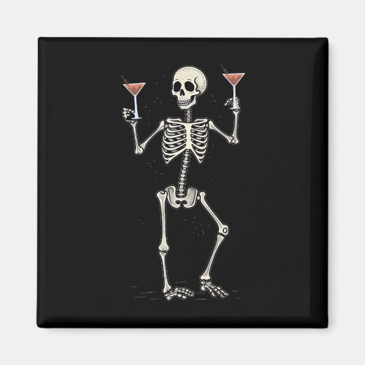 Halloween Skeleton Drinks Manhattan Schwanz Magnet (Vorne)