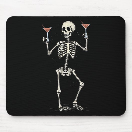 Halloween Skeleton Drinks Manhattan Schwanz Mousepad (Vorne)