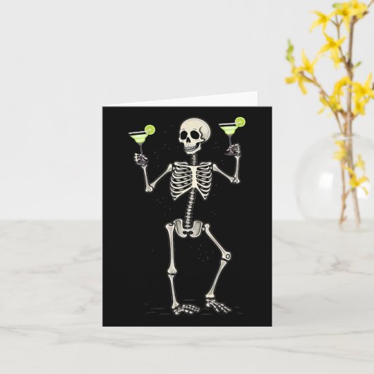 Halloween Skeleton Drinks Margarita Schwanz Karte (Gelbe Blume)