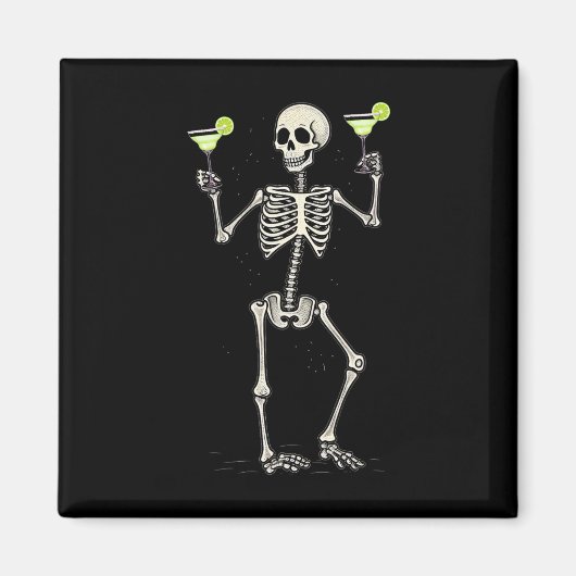 Halloween Skeleton Drinks Margarita Schwanz Magnet (Vorne)