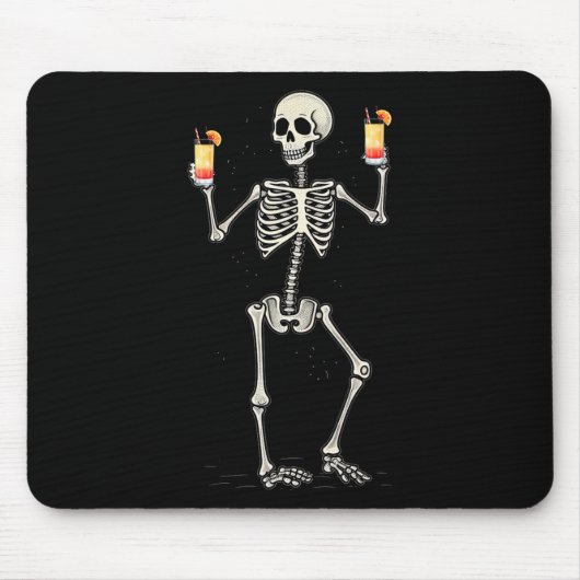 Halloween Skeleton Drinks Tequila Sunrise Schwanz Mousepad (Vorne)