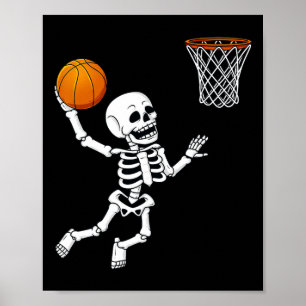 Halloween Skeleton Dunking Basketball Boys Girls K Poster