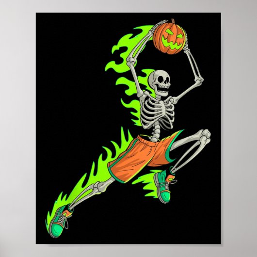Halloween Skeleton Dunking Beängstigend Pumpkin Fu Poster (Vorne)