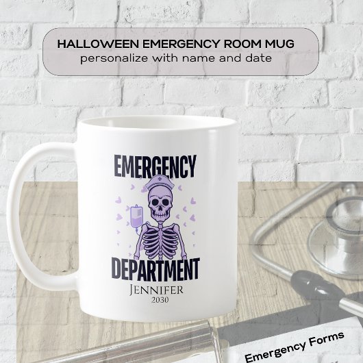 Halloween Skeleton Emergency Department Medical Kaffeetasse