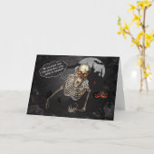 Halloween Skeleton erzählt einen lustigen Witz Karte (Gelbe Blume)