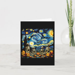 Halloween Skeleton Family Van Gogh Starry Night Pu Karte