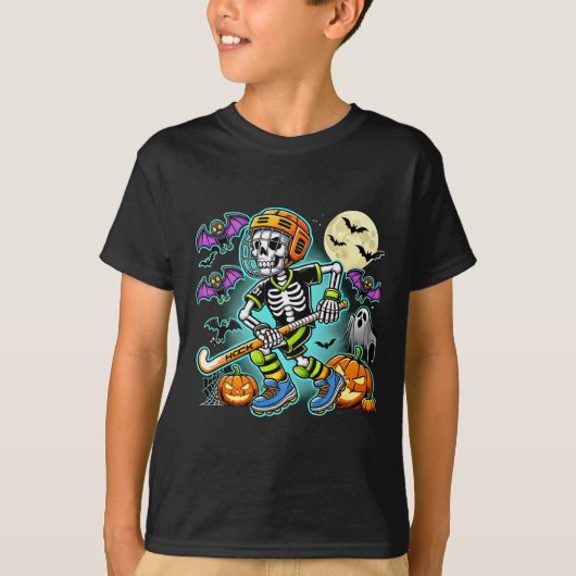 Halloween Skeleton Field Hockey  T-Shirt (Vorderseite)