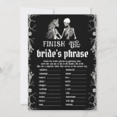Halloween Skeleton Finish the Bride's Phrase Game Einladung (Vorderseite)