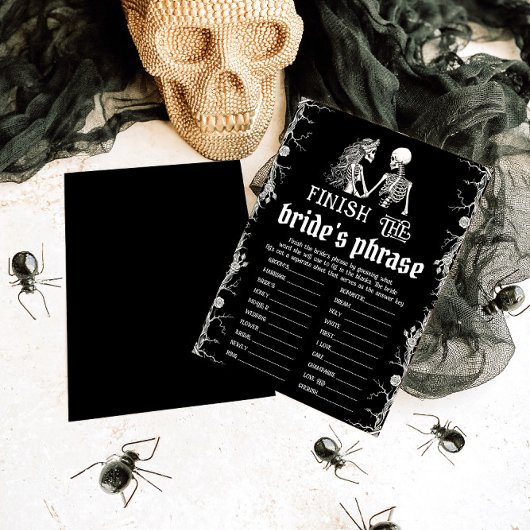 Halloween Skeleton Finish the Bride's Phrase Game Einladung